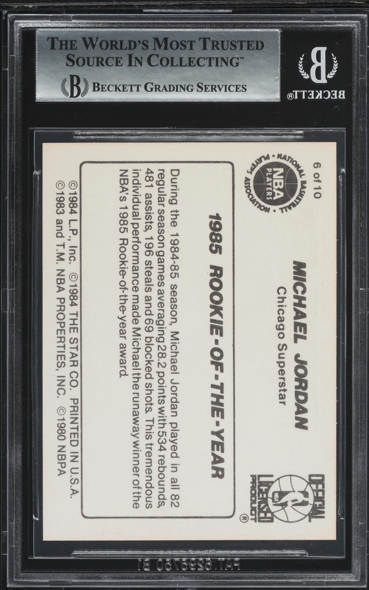 1986 Star Basketball Michael Jordan ROOKIE #6 BGS 9 MINT