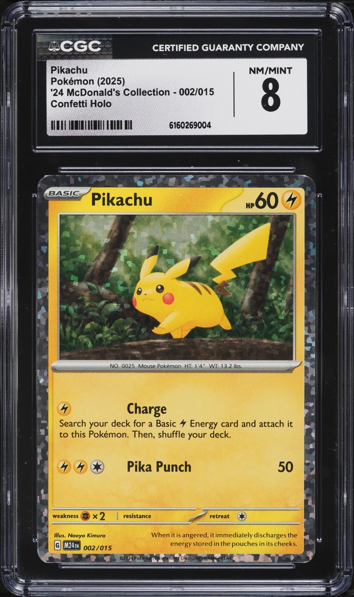 2025 Pokemon Scarlet & Violet '24 McDonald's Collection Confetti Holo Pikachu #2 CGC 8 NM-MT