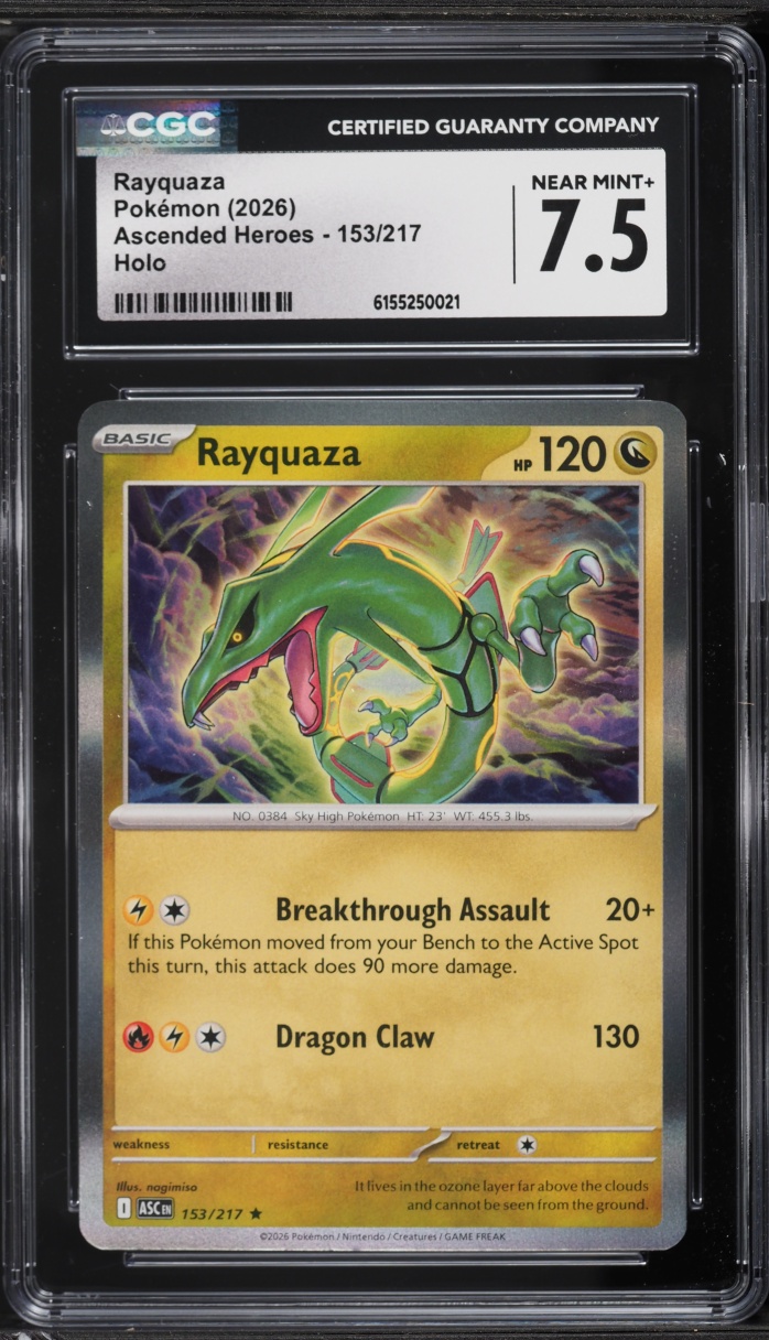2026 Pokemon Mega Evolution Ascended Heroes Holo Rayquaza #153 CGC 7.5 NRMT+