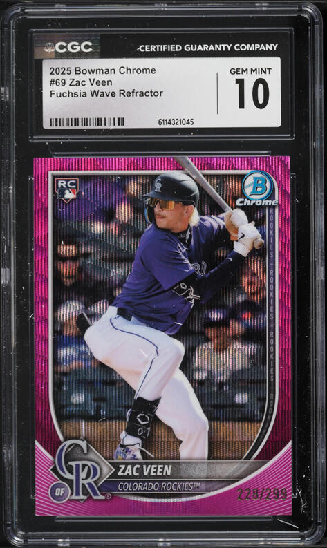 2025 Bowman Chrome Purple Geometric Refractor Zac Veen ROOKIE /250