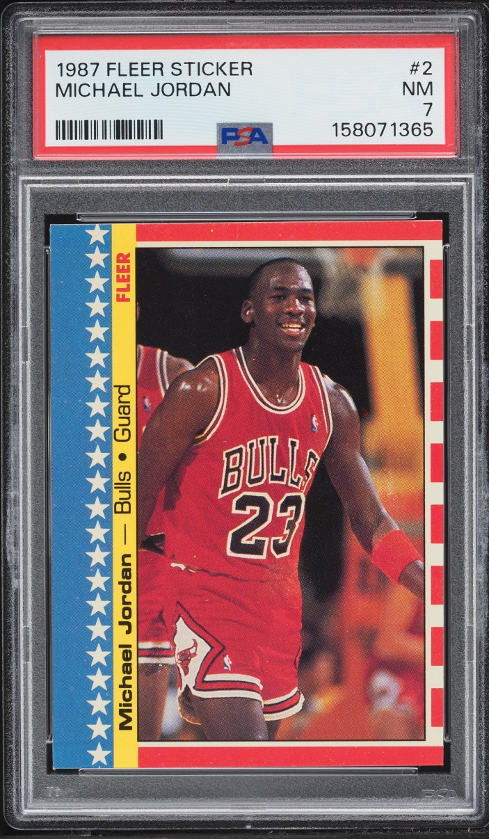 1987 Fleer Sticker Michael Jordan #2 PSA 7 NRMT