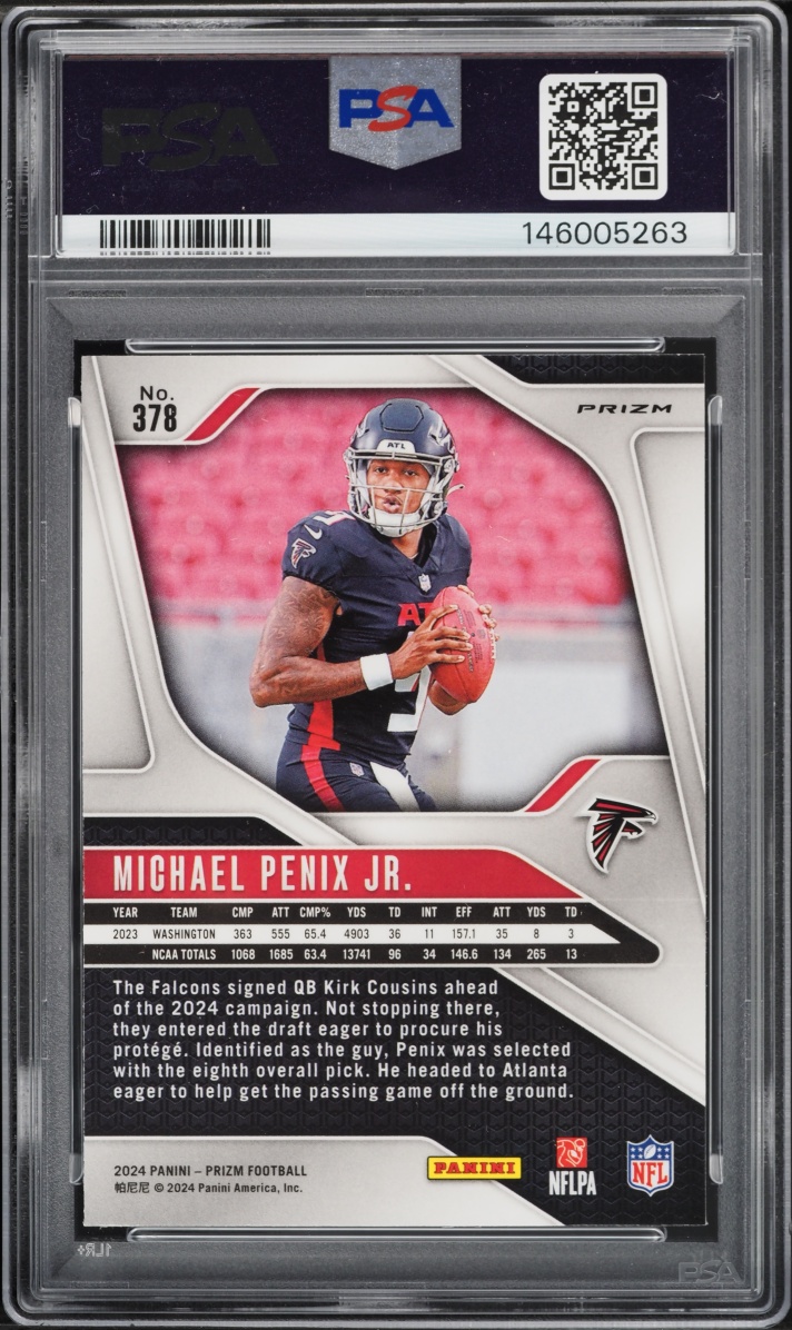 2024 Panini Prizm Silver Michael Penix Jr. ROOKIE #378 PSA 8 NM-MT