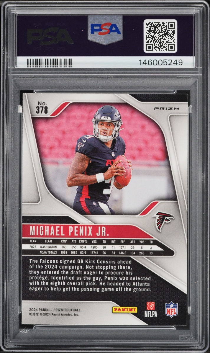 2024 Panini Prizm Red White Blue Michael Penix Jr ROOKIE #378 PSA 8.5 NM-MT+