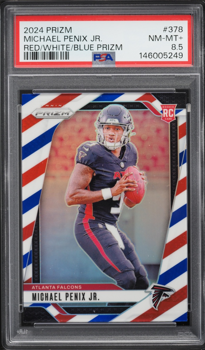 2024 Panini Prizm Red White Blue Michael Penix Jr ROOKIE #378 PSA 8.5 NM-MT+