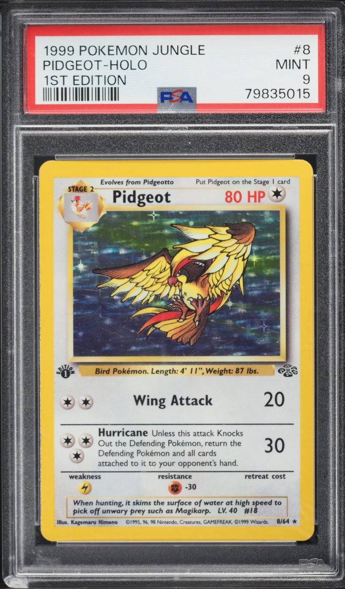 1999 Pokemon Jungle 1st Edition Holo Pidgeot #8 PSA 9 MINT