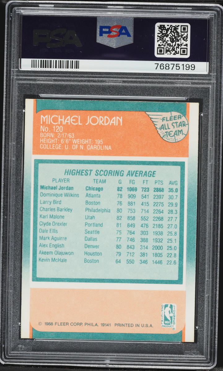 1988 Fleer Basketball Michael Jordan ALL STAR #120 PSA 10 GEM MINT
