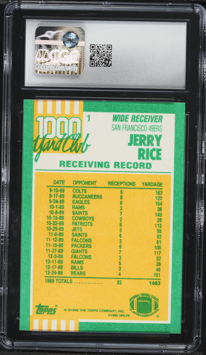 1990 Topps 1000 Yard Club One Asterisk Jerry Rice #1 CGC 10 GEM MINT