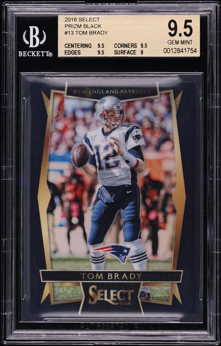 2016 Select Black Prizm Tom Brady 1/1 #13 BGS 9.5 GEM MINT
