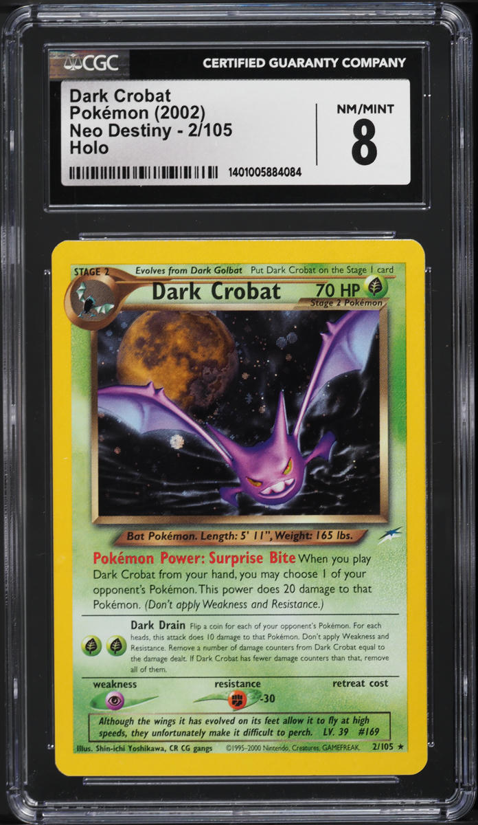 2002 Pokemon Neo Destiny Holo Dark Crobat #2 CGC 8 NM-MT