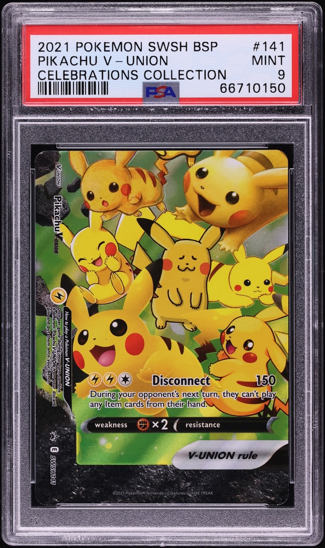 2021 Pokemon Sword & Shield Promo Celebrations Holo Pikachu V-UNION #SWSH141 PSA 9 MINT