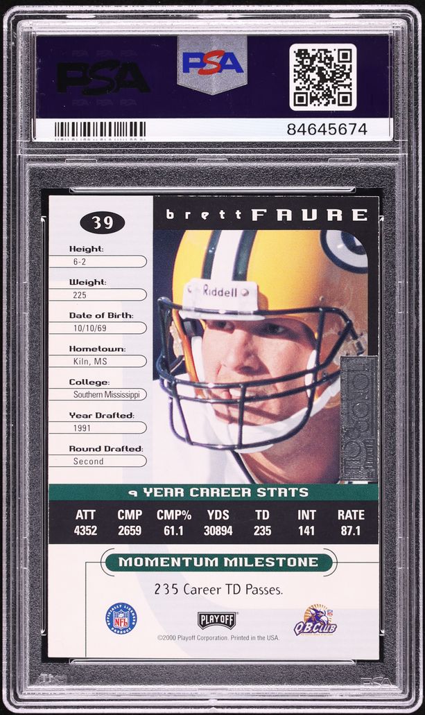 2001 Playoff Honors Honor Roll Buyback '00 Brett Favre AUTO DNA 10 /4 #39 PSA 8
