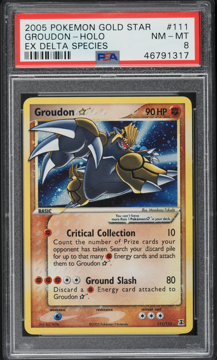2005 Pokemon EX Delta Species Holo Groudon Gold Star #111 PSA 8 NM-MT