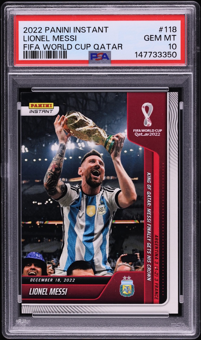 2022 Panini Instant FIFA World Cup Qatar Lionel Messi /22081 #118 PSA 10 GEM MINT