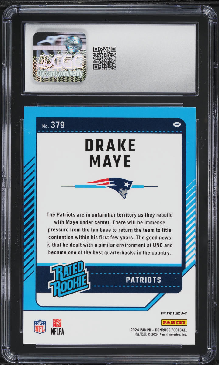 2024 Donruss Optic Preview Pink Drake Maye ROOKIE #379 CGC 10 GEM MINT