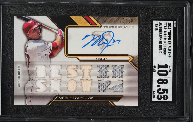 2016 Topps Triple Threads Relic Mike Trout PATCH AUTO /18 #TTAR