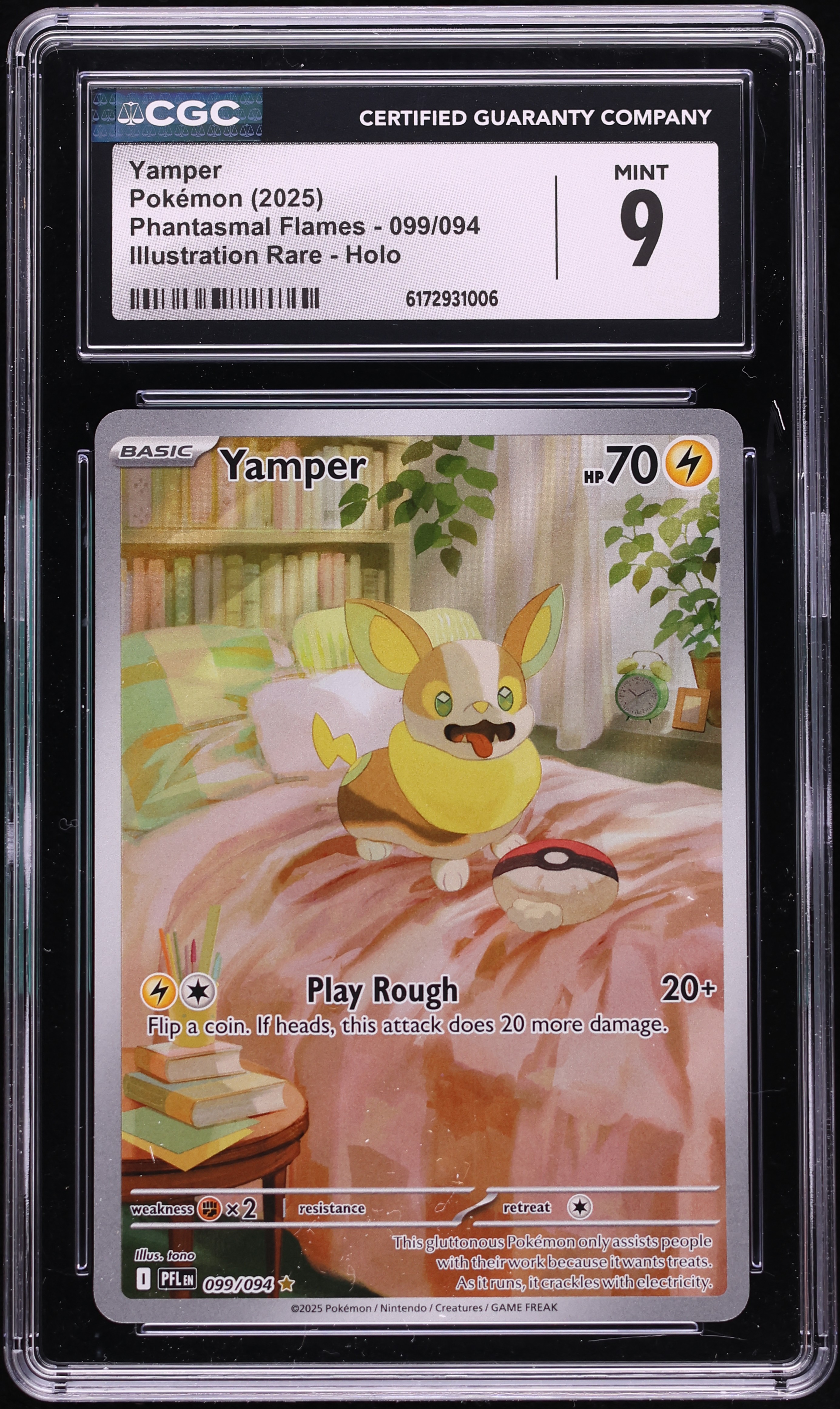 2025 Pokemon Mega Evolution Phantasmal Flames IR Yamper #99 CGC 9 MINT
