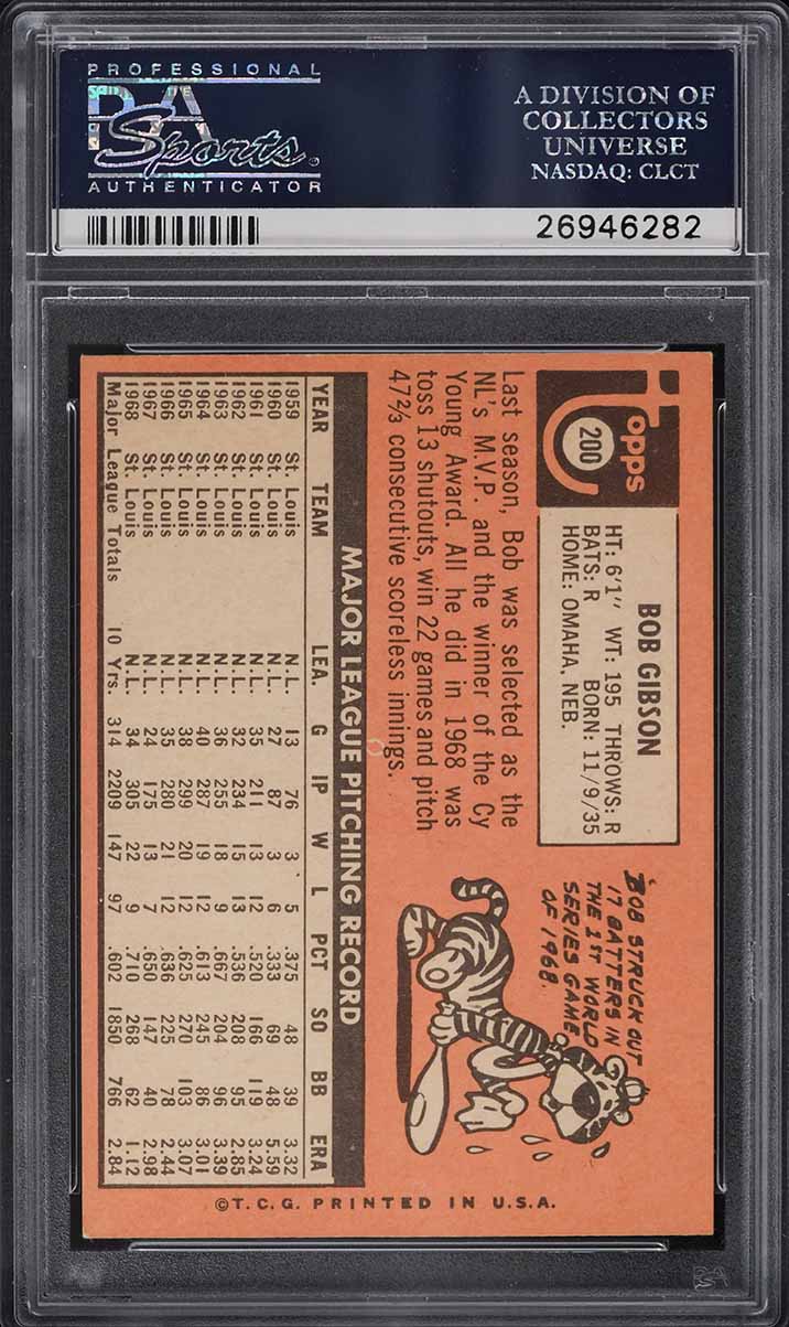 1969 Topps Bob Gibson #200 PSA 7 NRMT