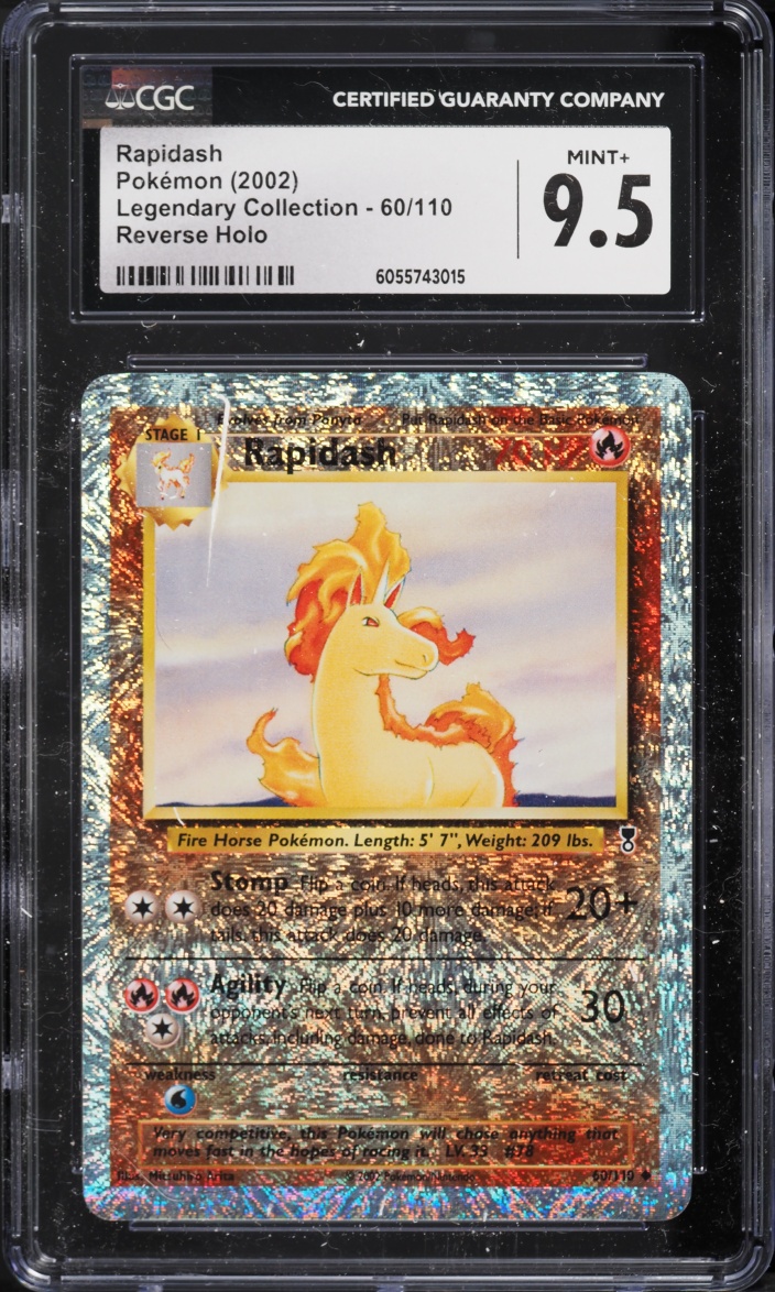 2002 Pokemon Legendary Collection Reverse Holo Rapidash #60 CGC 9.5 MINT+