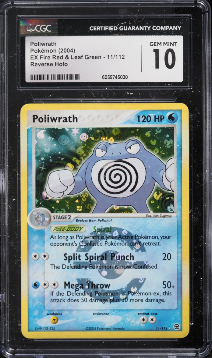 2004 Pokemon Ex Fire Red & Leaf Green Reverse Holo Poliwrath #11 CGC 10 GEM MINT