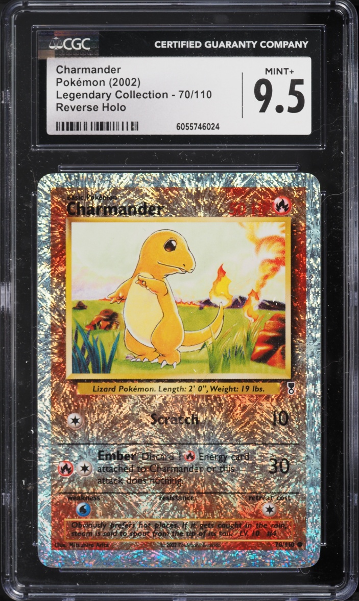 2002 Pokemon Legendary Collection Reverse Holo Charmander #70 CGC 9.5 MINT+
