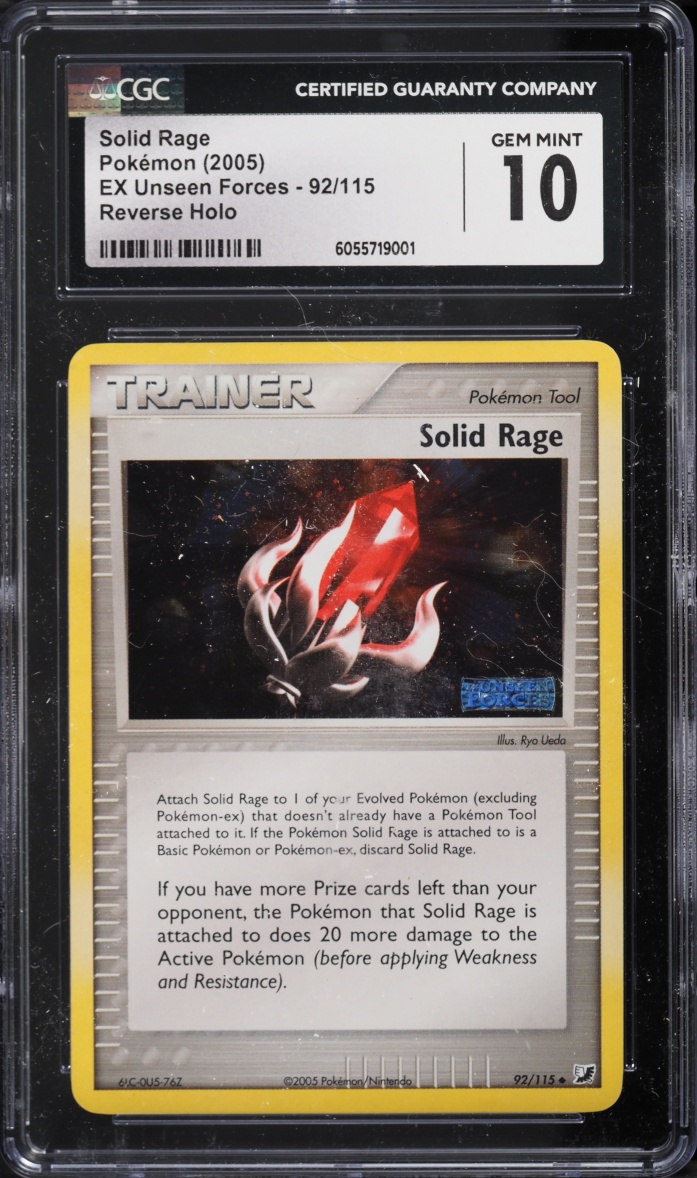 2005 Pokemon Ex Unseen Forces Reverse Holo Solid Rage #92 CGC 10 GEM MINT
