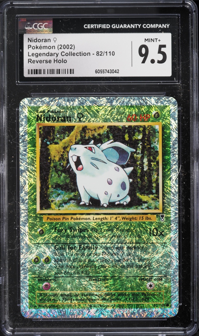 2002 Pokemon Legendary Collection Reverse Holo Nidoran #82 CGC 9.5 MINT+