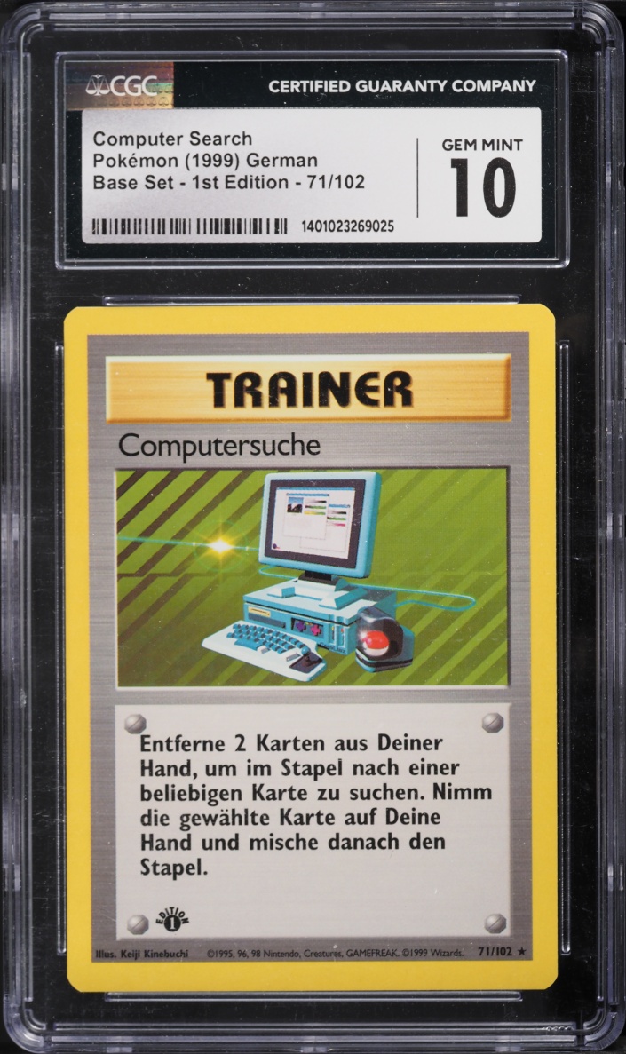 1999 Pokemon German Base Set 1st Edition Computer Search #71 CGC 10 GEM MINT