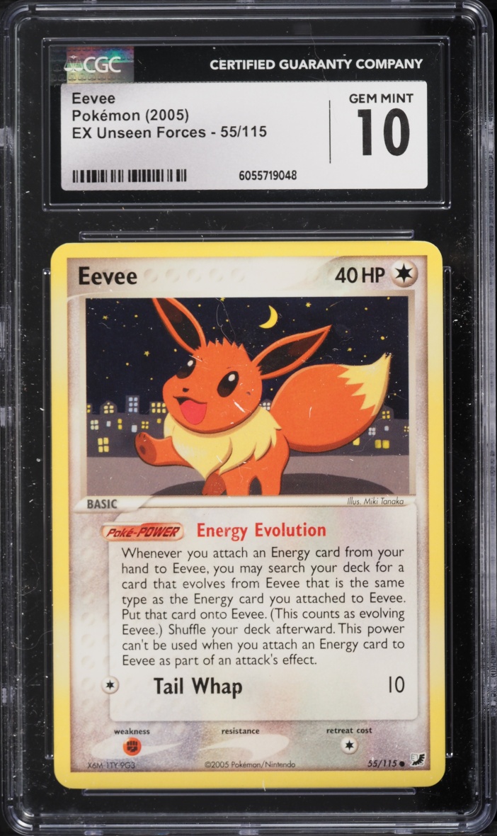 2005 Pokemon Ex Unseen Forces Eevee #55 CGC 10 GEM MINT