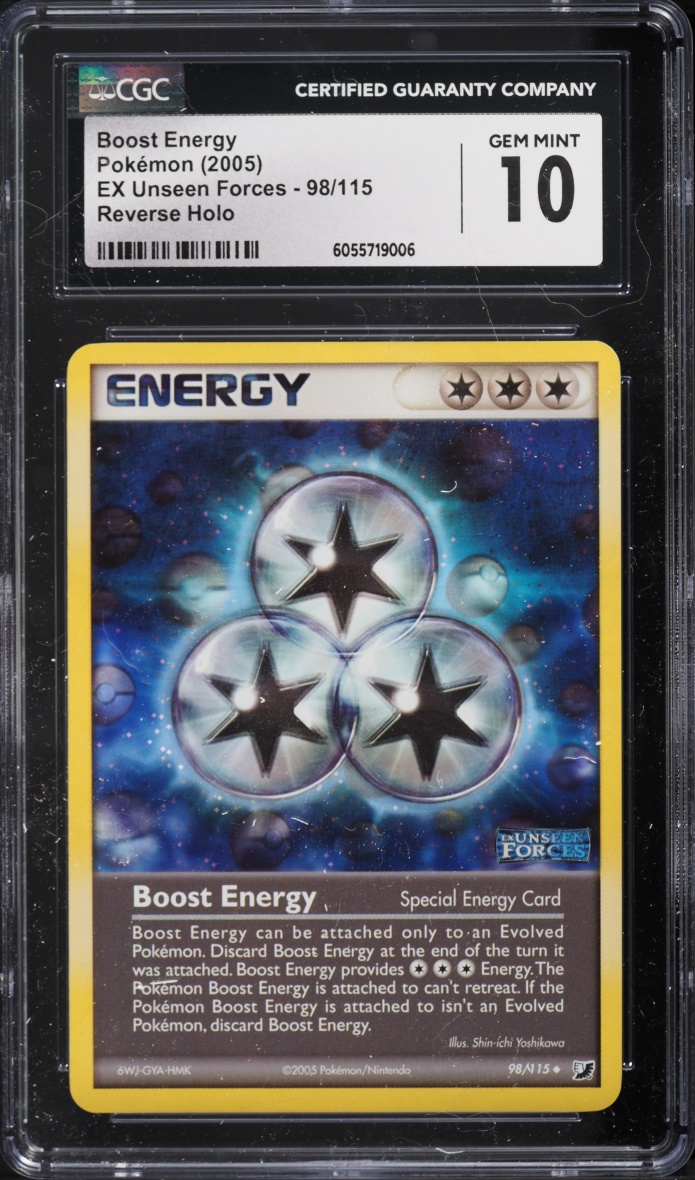 2005 Pokemon Ex Unseen Forces Reverse Holo Boost Energy #98 CGC 10 GEM MINT