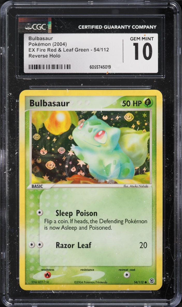 2004 Pokemon Ex Fire Red & Leaf Green Reverse Holo Bulbasaur #54 CGC 10 GEM MINT