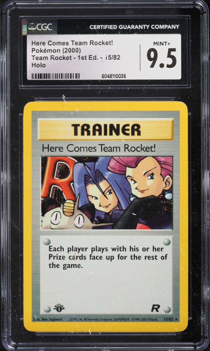 2000 Pokemon Team Rocket 1st Edition Holo Here Comes Team Rocket! #15 CGC 9.5 MINT+