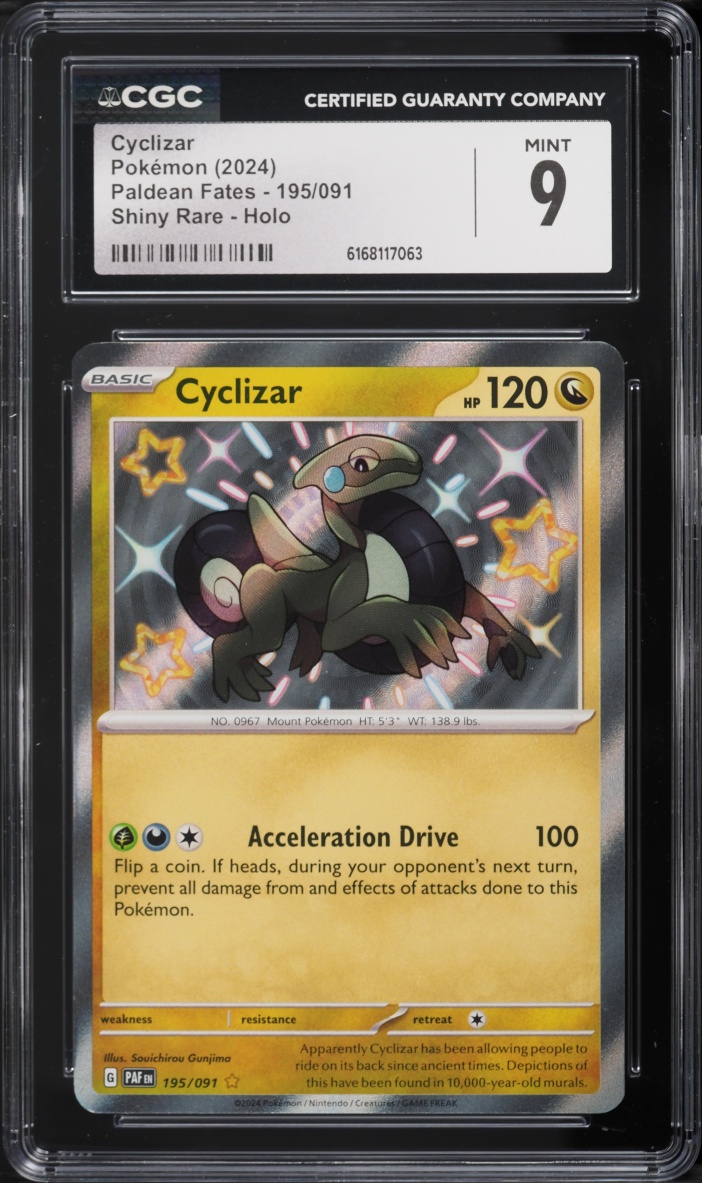 2024 Pokemon Scarlet & Violet Paldean Fates Shiny Cyclizar #195 CGC 9 MINT