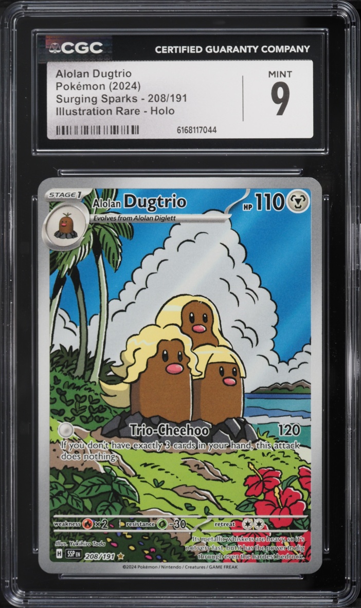 2024 Pokemon Scarlet & Violet Surging Sparks IR Alolan Dugtrio #208 CGC 9 MINT