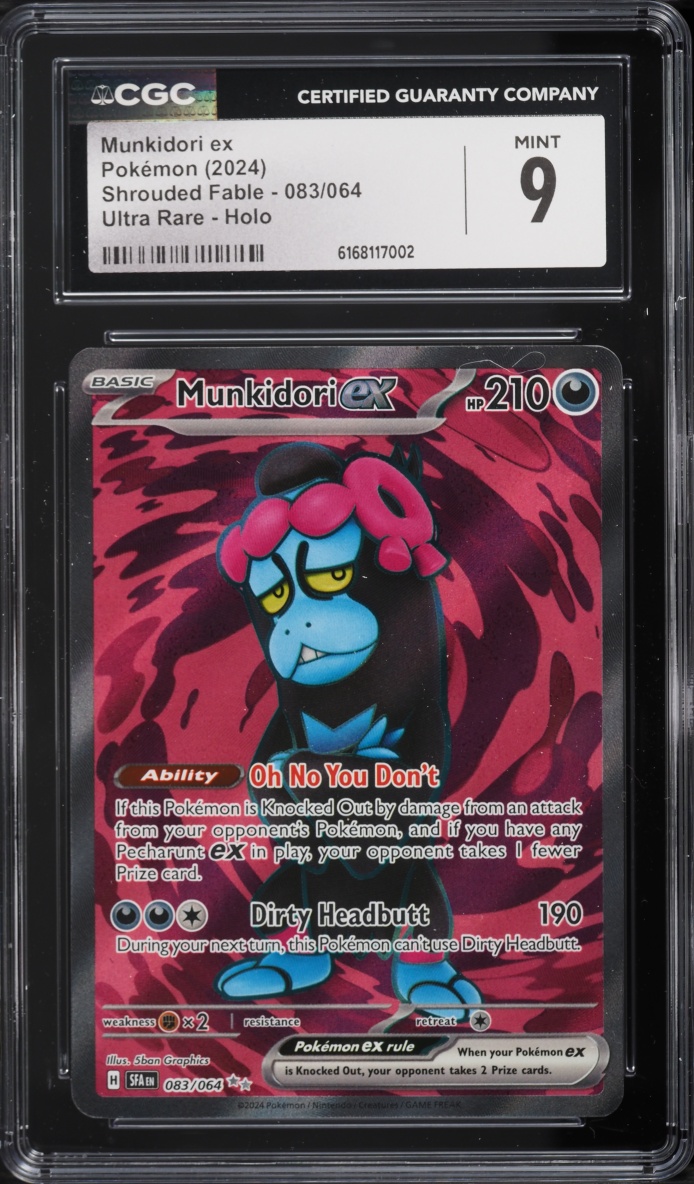 2024 Pokemon Scarlet & Violet Shrouded Fable Full Art Munkidori Ex #83 CGC 9 MINT