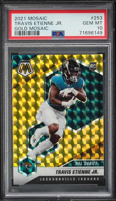 2021 Panini Mosaic Gold Travis Etienne Jr. ROOKIE /10 #253 PSA 10