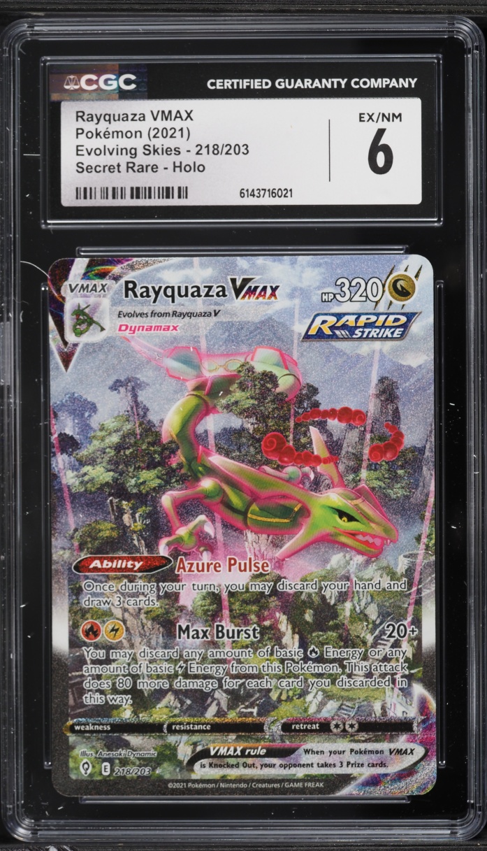 2021 Pokemon Sword & Shield Evolving Skies Alt Art Rayquaza VMAX #218 CGC 6 EXMT