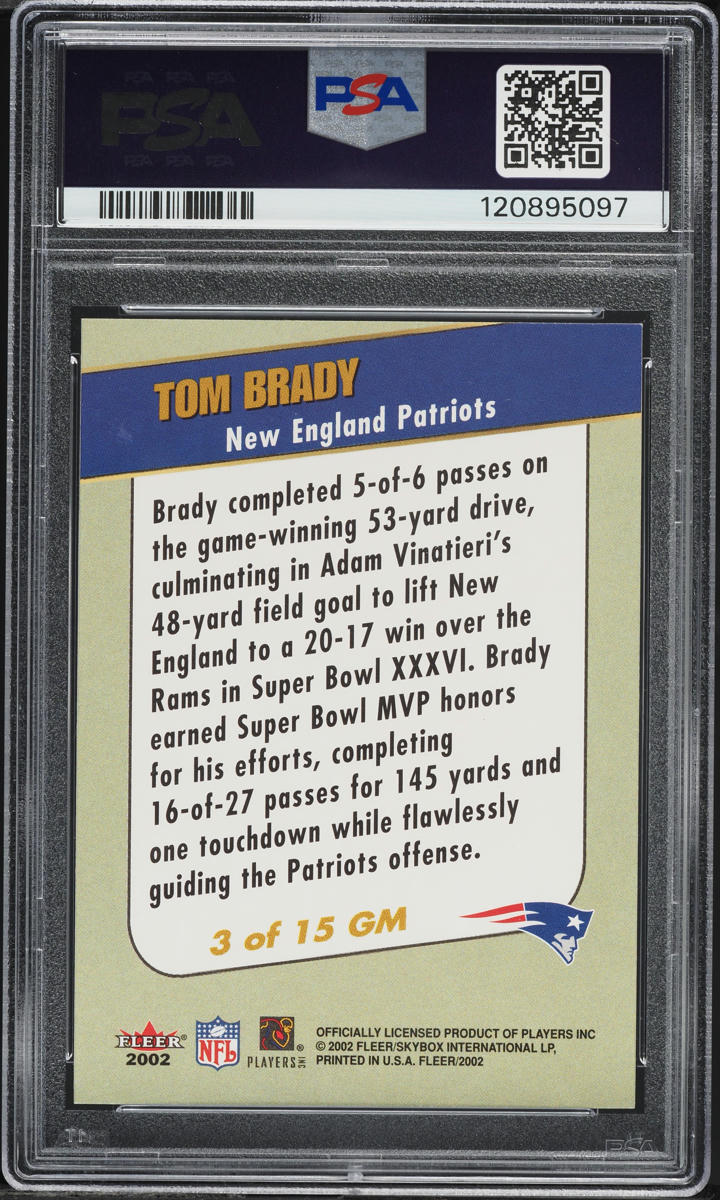 2002 Fleer Golden Memories Tom Brady #3 PSA 9 MINT
