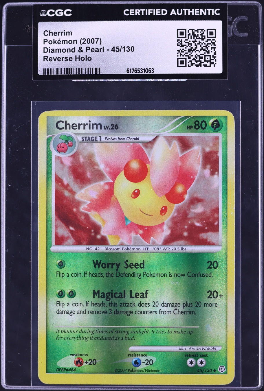 2007 Pokemon Diamond & Pearl Reverse Holo Cherrim #45 CGC AUTH