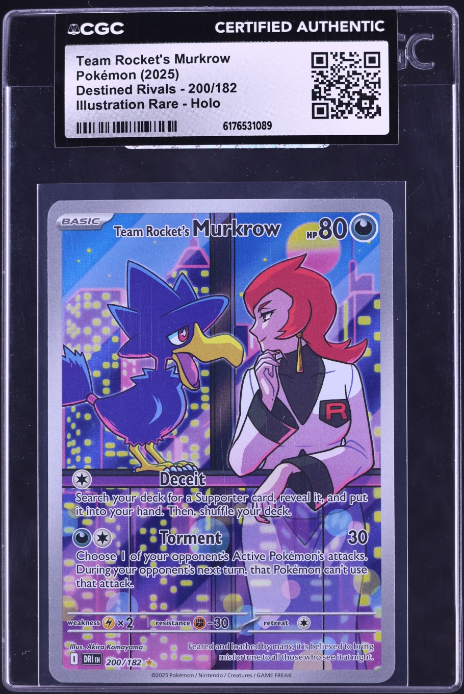 2025 Pokemon Scarlet & Violet Destined Rivals IR Team Rocket's Murkrow #200 CGC AUTH