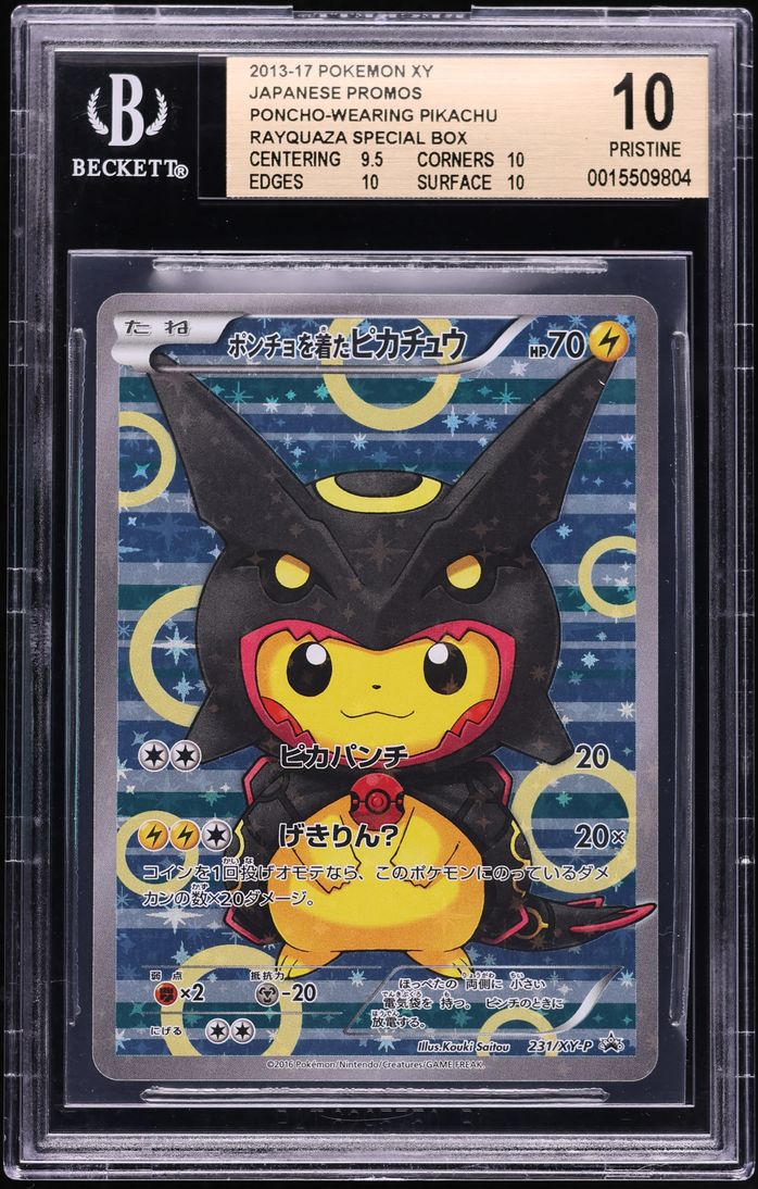 2016 Pokemon Japanese XY Promo Rayquaza Full Art Poncho-Wearing Pikachu #231 BGS 10 PRISTINE