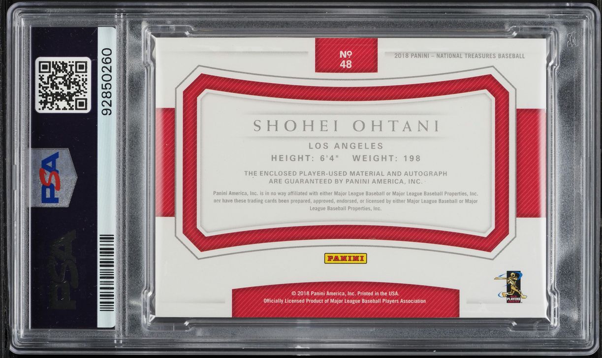 2018 National Treasures Shohei Ohtani ROOKIE PATCH AUTO DNA 10 /99 #48 PSA 9