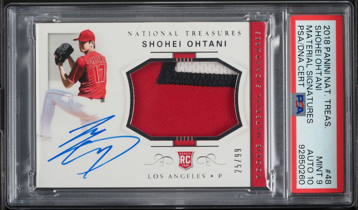 2018 National Treasures Shohei Ohtani ROOKIE PATCH AUTO DNA 10 /99 #48 PSA 9