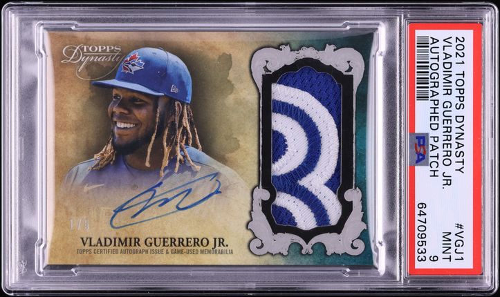 2021 Topps Dynasty Vladimir Guerrero Jr. PATCH AUTO 1/5 #VGJ1 PSA 