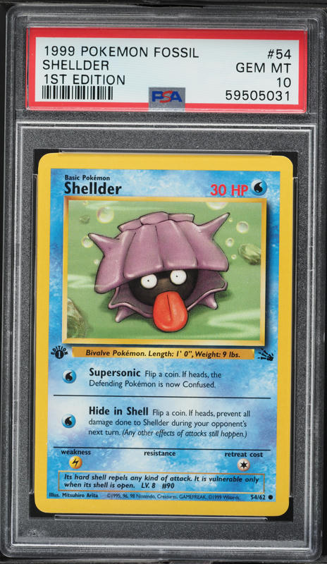 1999-2000 Pokemon Fossil Shellder #54 PSA 10 GEM MINT on Fanatics