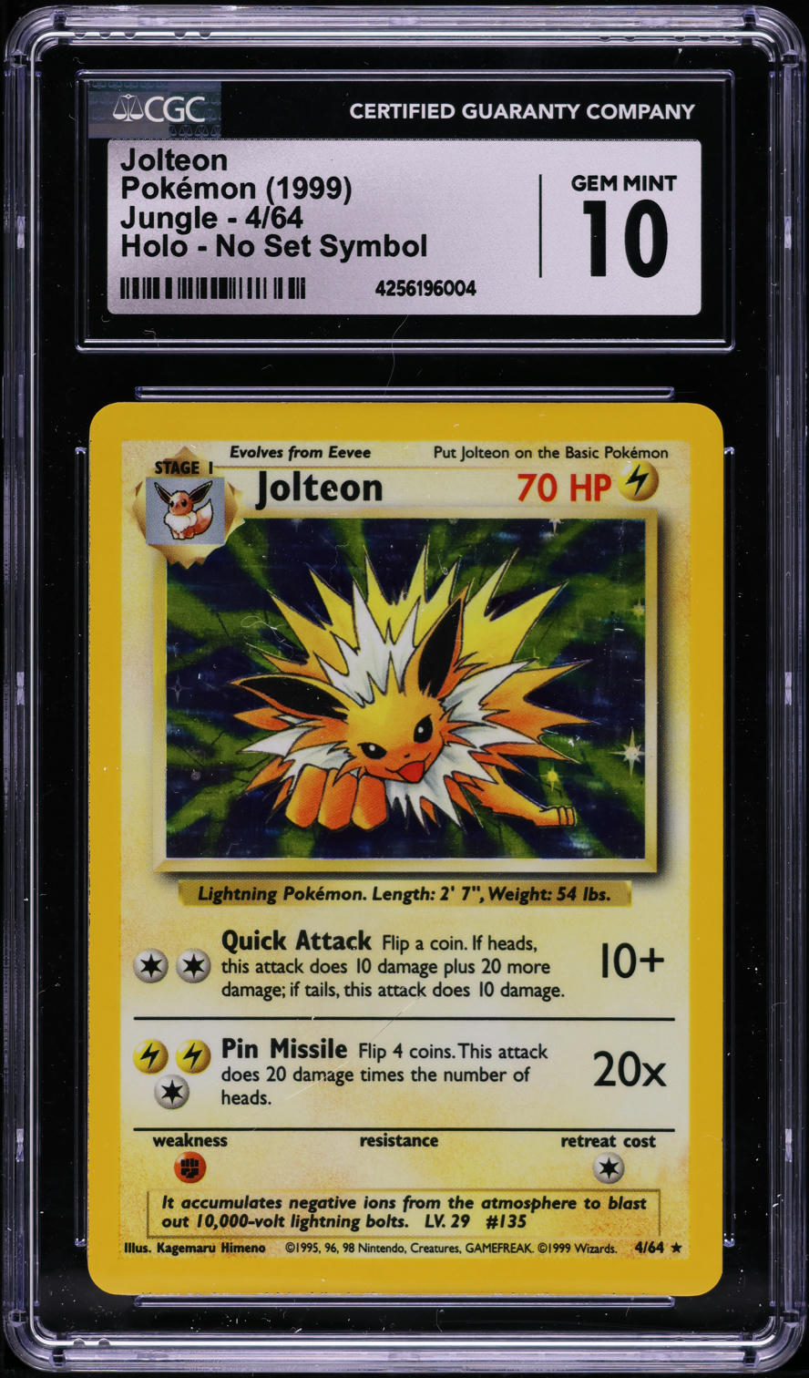 1999 Pokemon Jungle No Set Symbol Holo Jolteon #4 CGC 10 GEM MINT