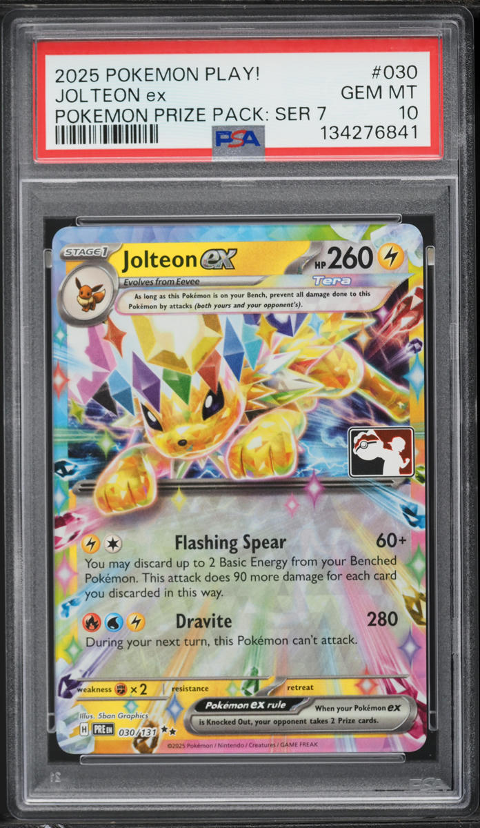 2025 Pokemon SV Prismatic Evolutions Play! Prize Pack Series Jolteon Ex #30 PSA 10 GEM MINT