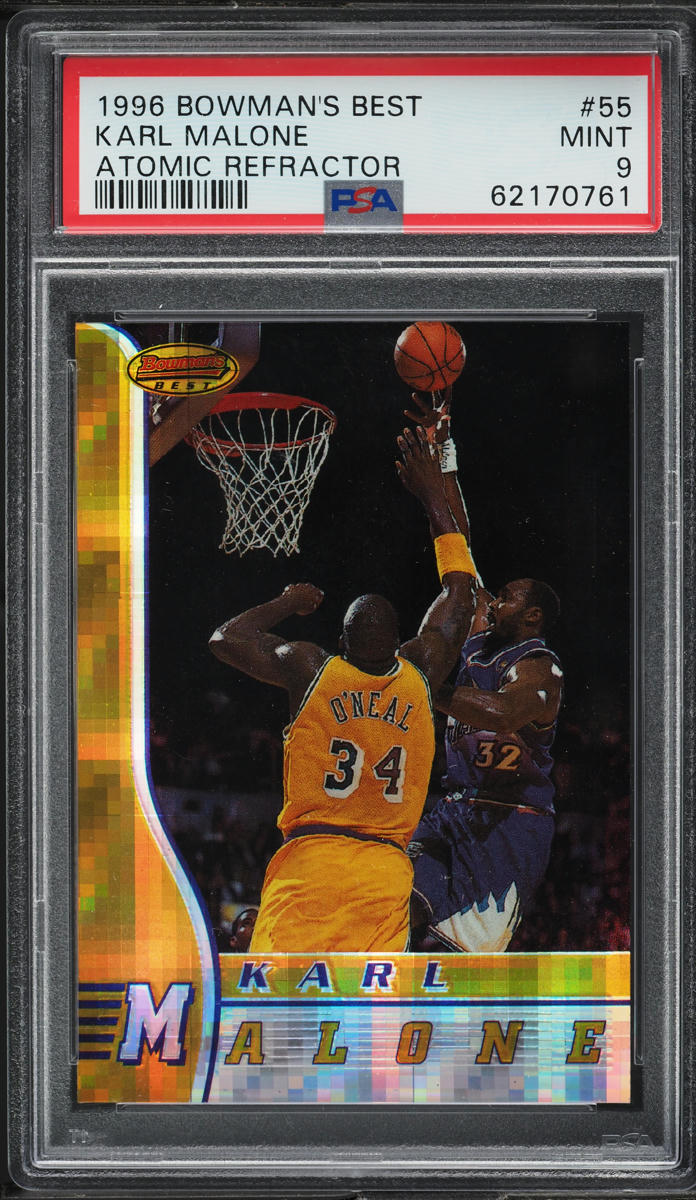 1996 Bowman's Best Atomic Refractor Karl Malone #55 PSA 9 MINT