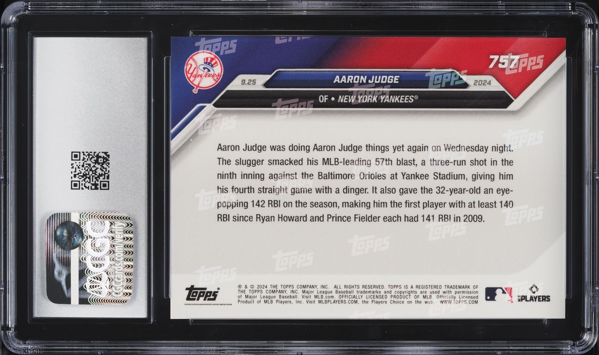 2024 Topps Now Aaron Judge #757 CGC 10 GEM MINT