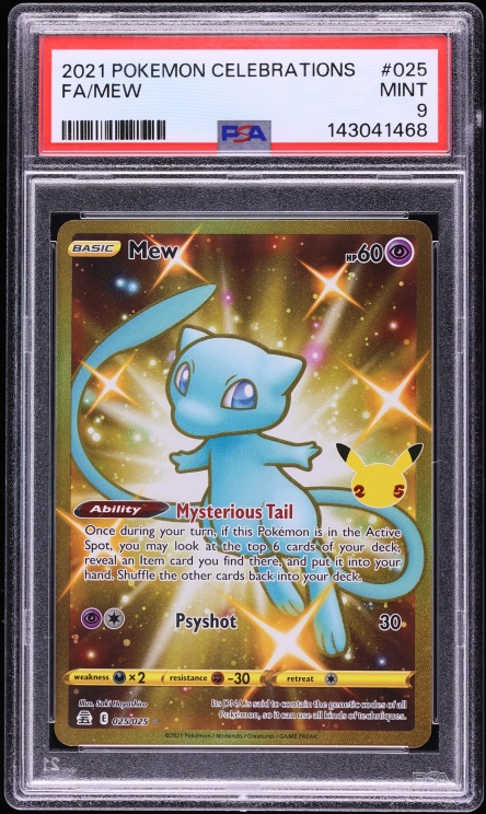 2021 Pokemon Sword & Shield Celebrations Gold Rare Shiny Mew #25 PSA 9 MINT