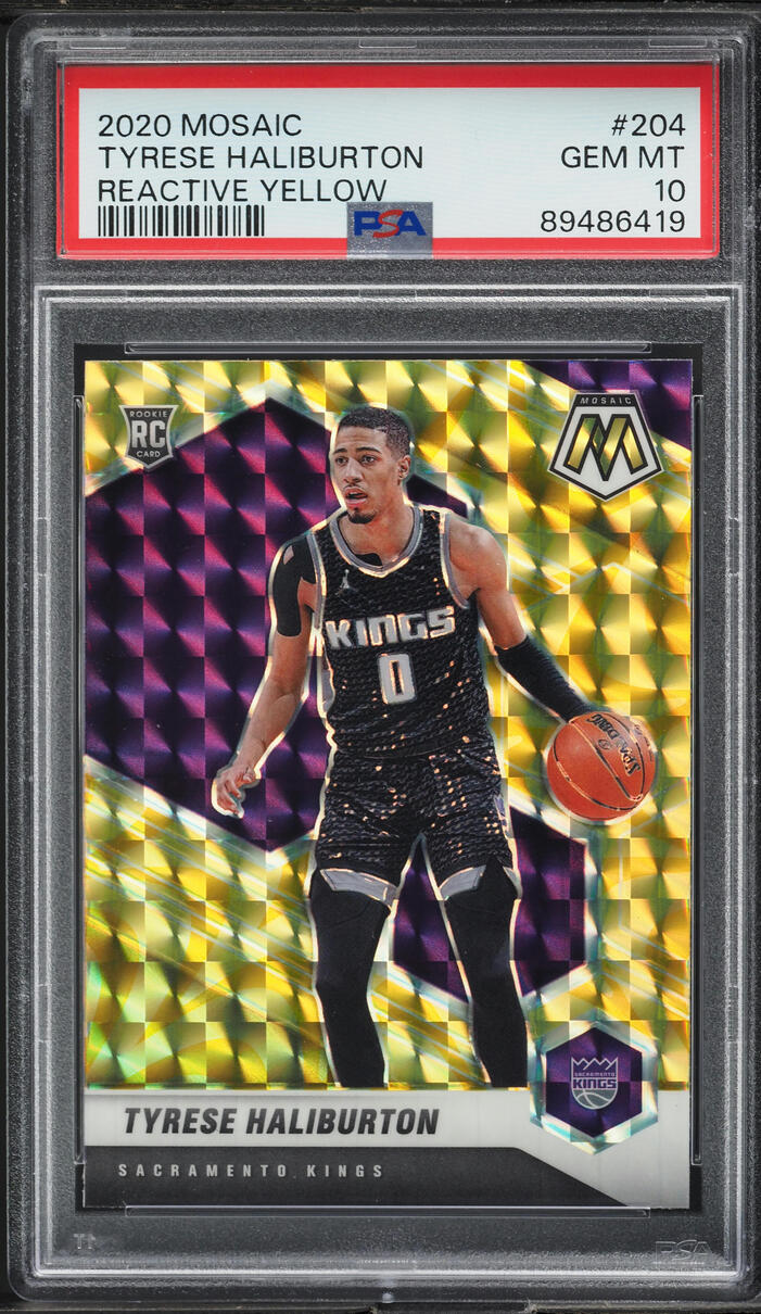2020 Panini Mosaic Reactive Yellow Tyrese Haliburton ROOKIE #204 PSA 10 GEM MINT